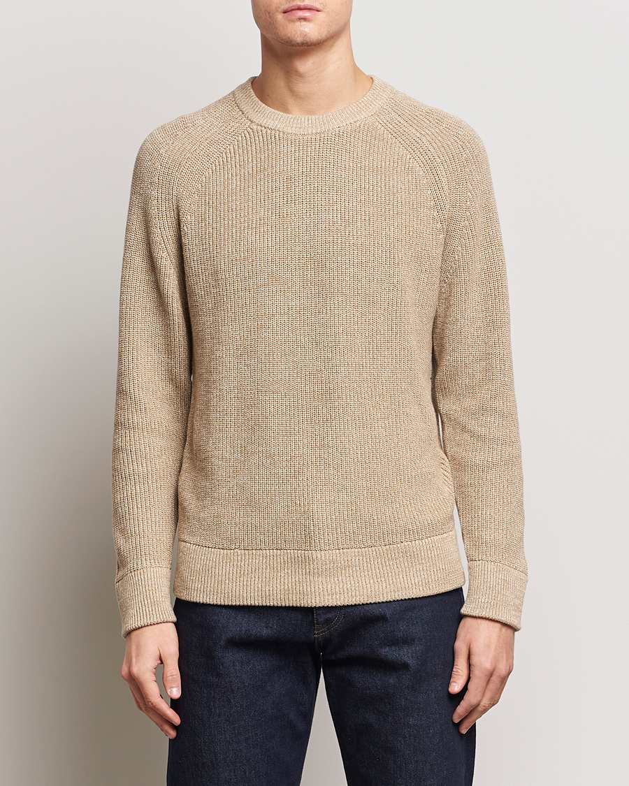 Men | Knitted Jumpers | NN07 | Jacobo Cotton Crewneck Sweater Desert Khaki
