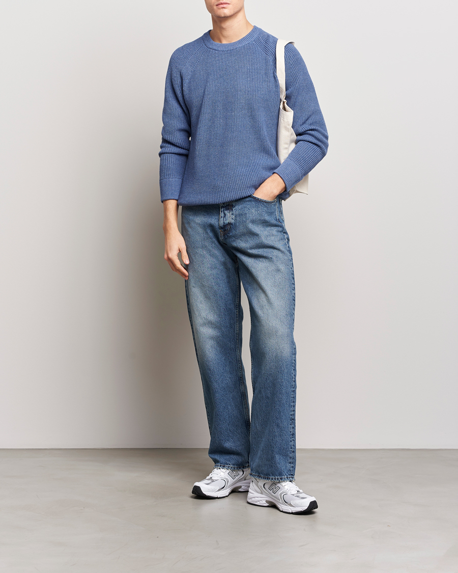 Homme | Pulls Et Tricots | NN07 | Jacobo Cotton Knitted Crew Neck Grey Blue