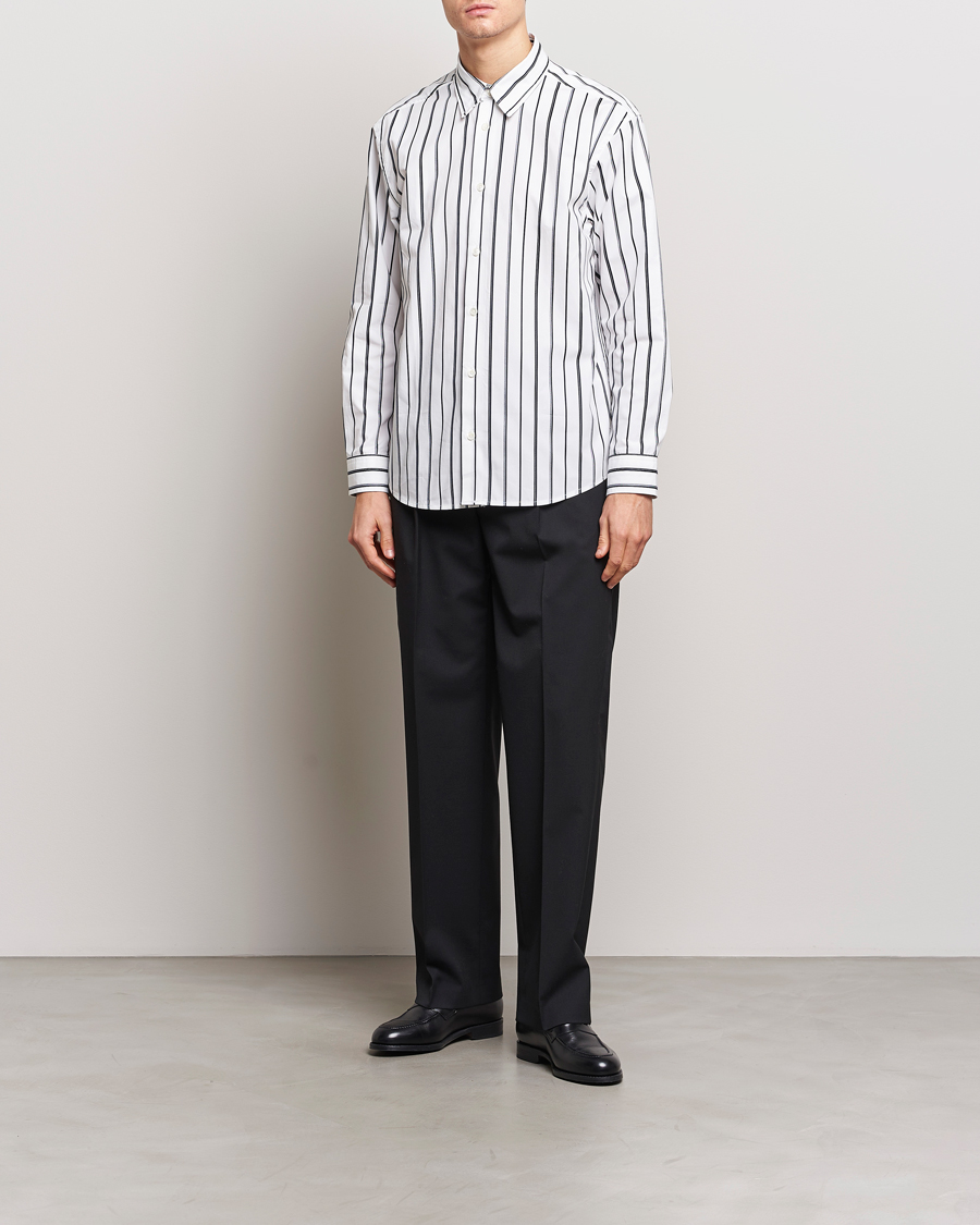 Homme | Chemises | NN07 | Quinsy Striped Cotton Shirt White/Blue