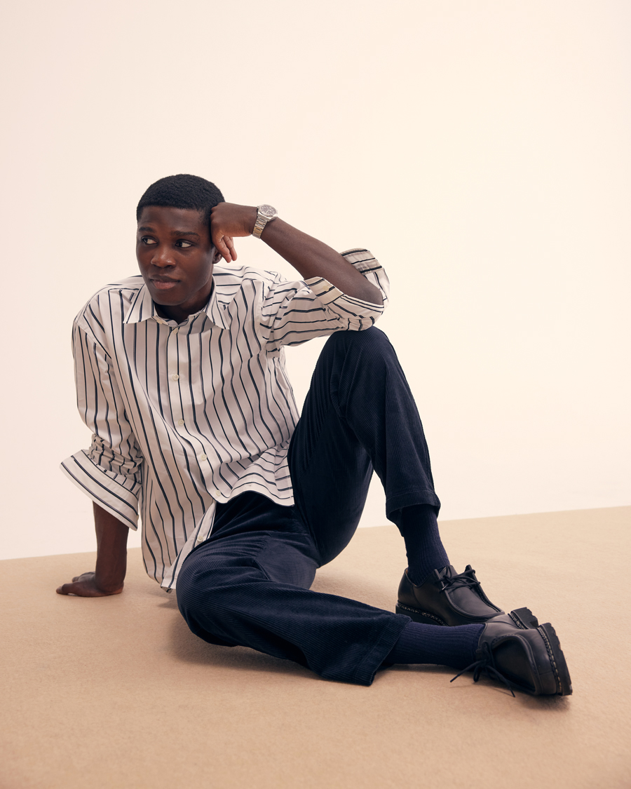 Homme | Chemises | NN07 | Quinsy Striped Cotton Shirt White/Blue