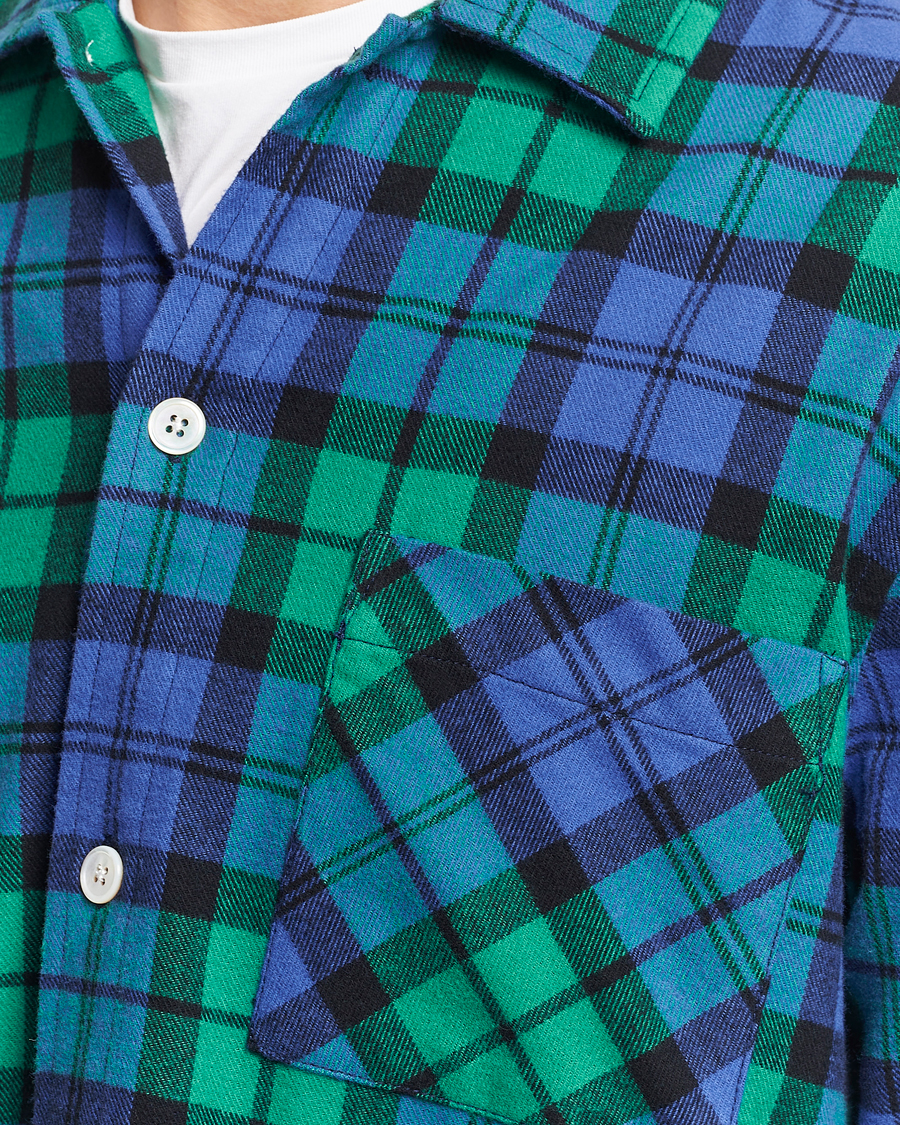 Homme | Peignoirs Et Pyjamas | Tekla | Flannel Checked Pyjama Shirt Green/Blue