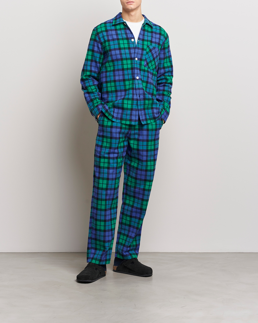 Homme | Peignoirs Et Pyjamas | Tekla | Flannel Checked Pyjama Pants Green/Blue