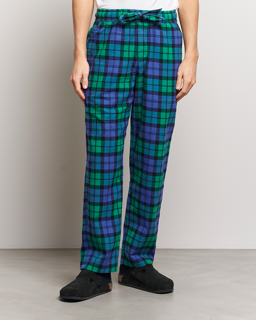 Homme | Peignoirs Et Pyjamas | Tekla | Flannel Checked Pyjama Pants Green/Blue