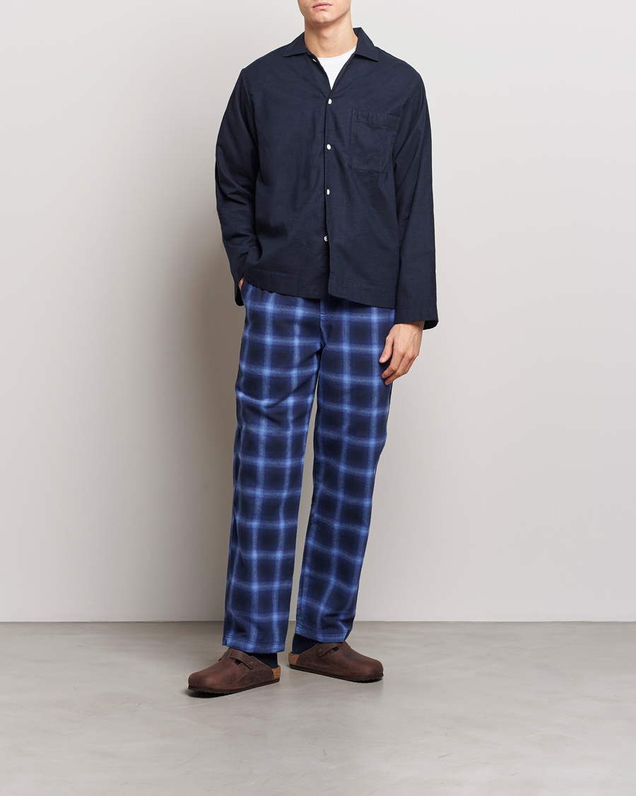 Homme | Peignoirs Et Pyjamas | Tekla | Flannel Checked Pyjama Pants Navy/Blue