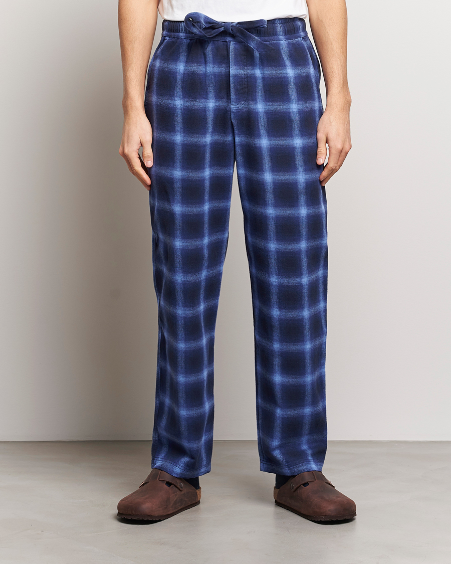 Homme | Peignoirs Et Pyjamas | Tekla | Flannel Checked Pyjama Pants Navy/Blue