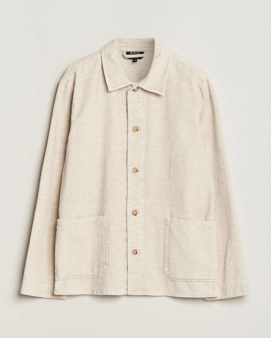Homme | Manteaux Et Vestes | A.P.C. | Kerlouan Cotton/Linen Corduroy Shirt Jacket Ecru