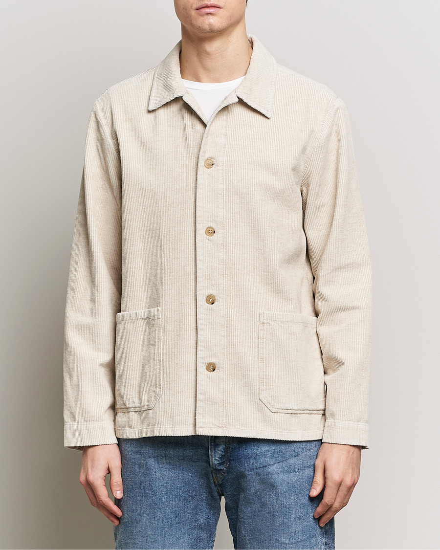 Homme | Vestes Contemporaines | A.P.C. | Kerlouan Cotton/Linen Corduroy Shirt Jacket Ecru