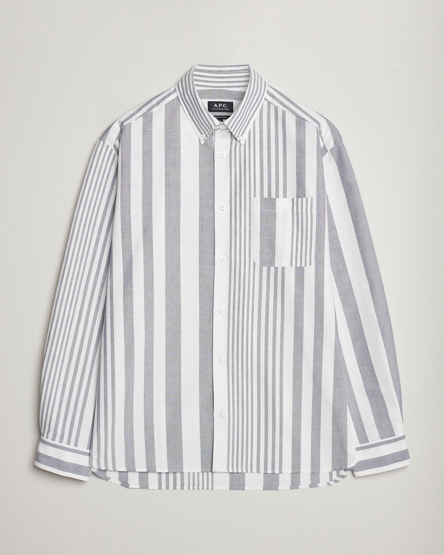 Homme | Chemises | A.P.C. | Mateo Striped Oxford Shirt Marine/White