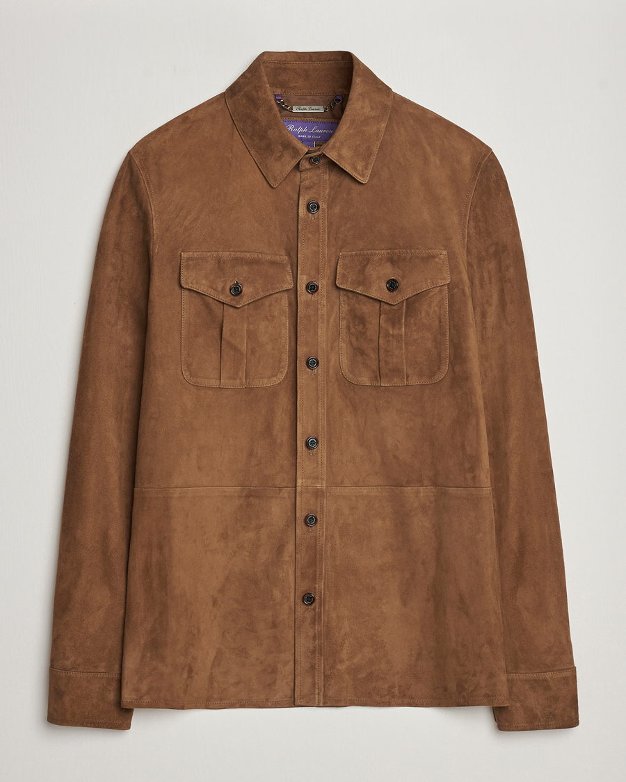 Homme | Manteaux Et Vestes | Ralph Lauren Purple Label | Suede Shirt Jacket Dark Brown