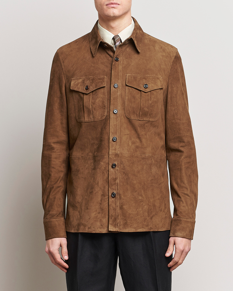 Homme | Soldes Vêtements | Ralph Lauren Purple Label | Suede Shirt Jacket Dark Brown