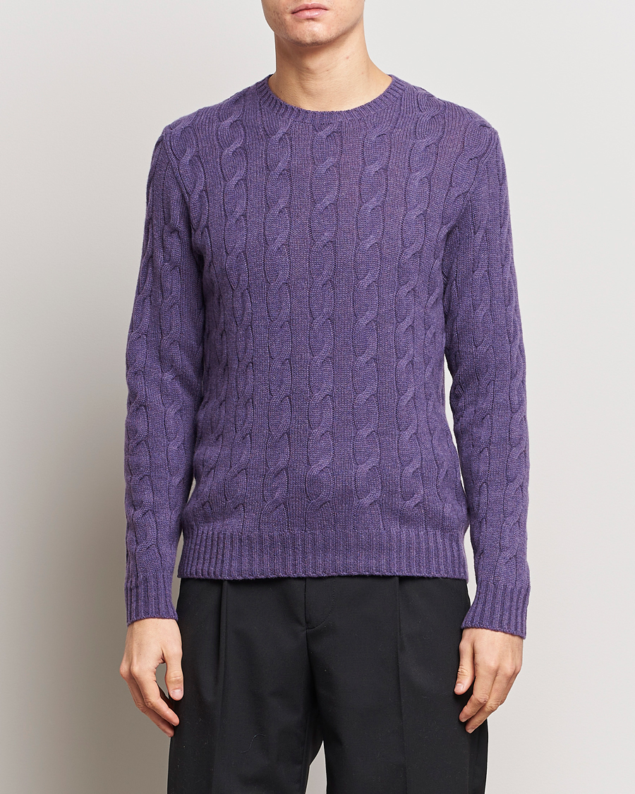 Homme | Cadeaux | Ralph Lauren Purple Label | Cashmere Cable Sweater Purple Melange