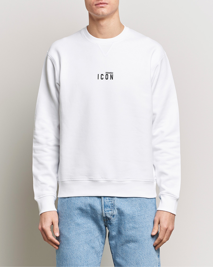 Homme | Pulls Et Tricots | Dsquared2 | Icon Small Logo Crew Neck Sweatshirt White