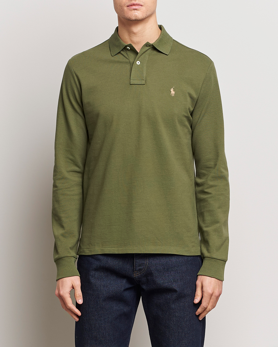 Homme | Soldes -30% | Polo Ralph Lauren | Custom Slim Fit Long Sleeve Polo Dark Sage