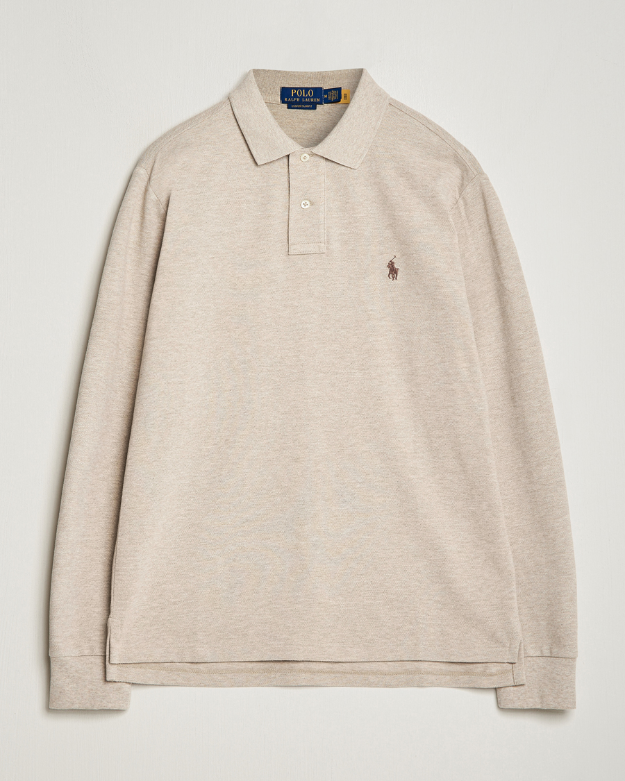 Homme | Pulls Et Tricots | Polo Ralph Lauren | Custom Slim Fit Long Sleeve Polo Beige Heather