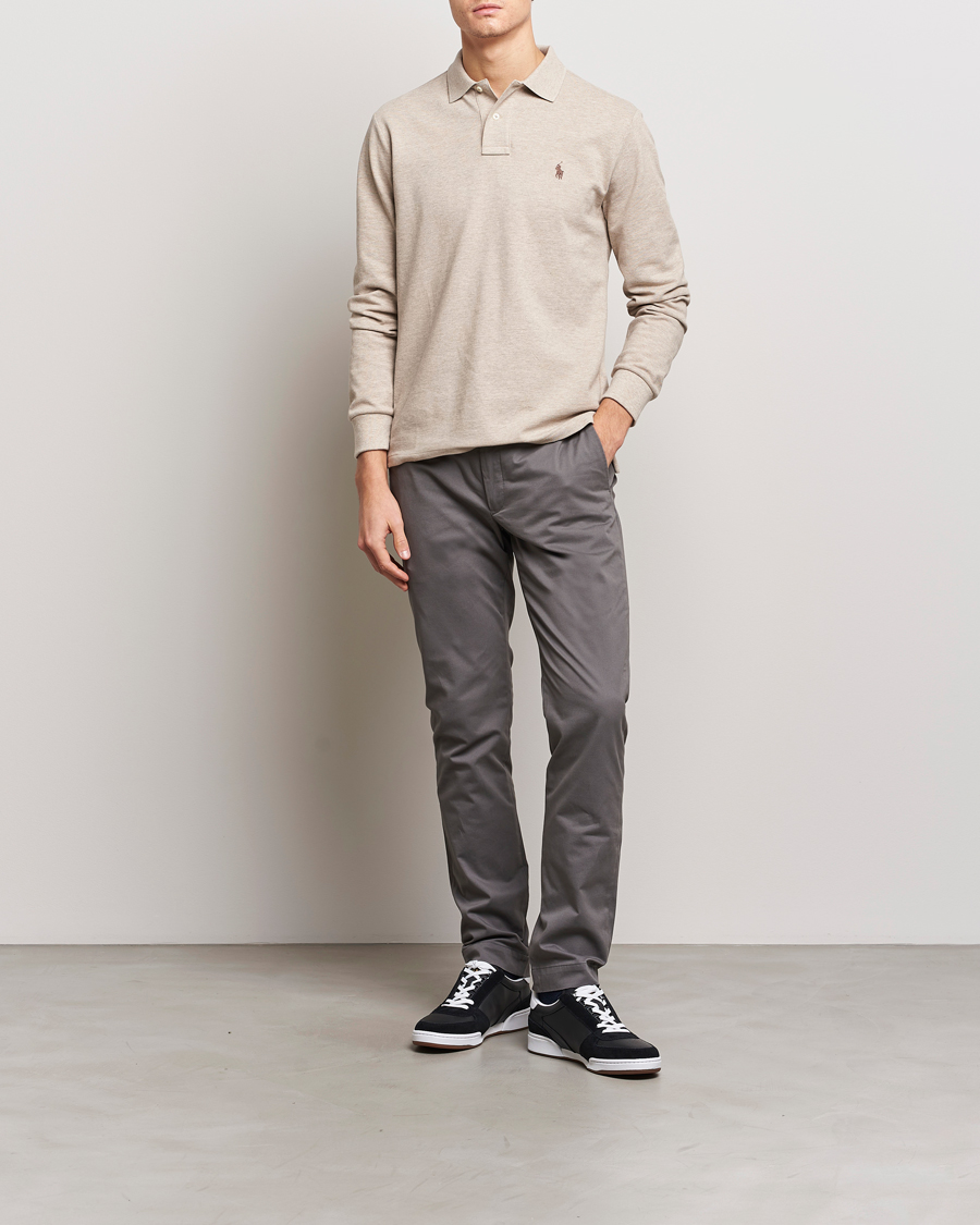 Homme | Pulls Et Tricots | Polo Ralph Lauren | Custom Slim Fit Long Sleeve Polo Beige Heather