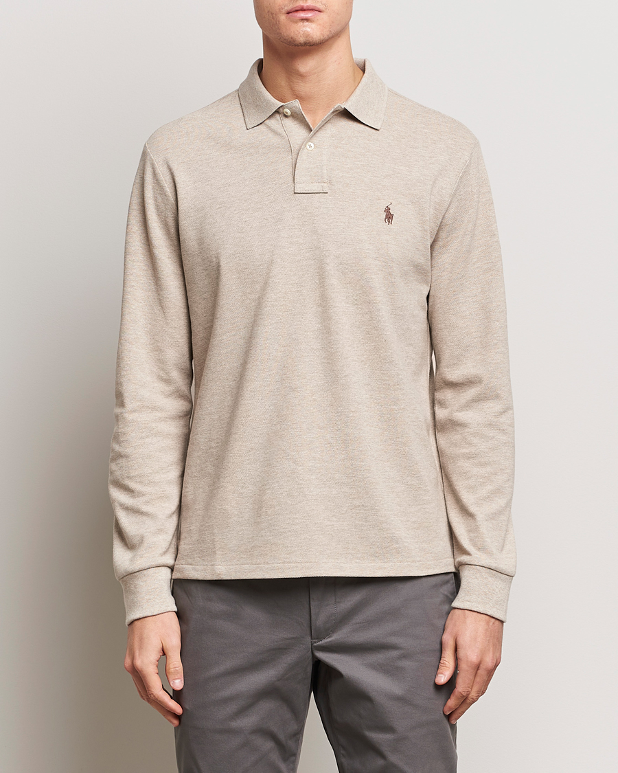 Homme | Pulls Et Tricots | Polo Ralph Lauren | Custom Slim Fit Long Sleeve Polo Beige Heather