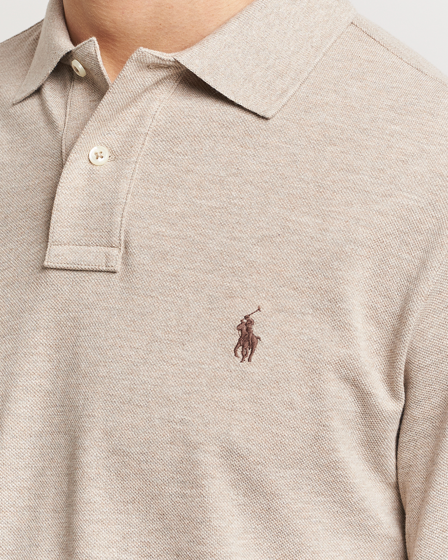 Homme | Pulls Et Tricots | Polo Ralph Lauren | Custom Slim Fit Long Sleeve Polo Beige Heather