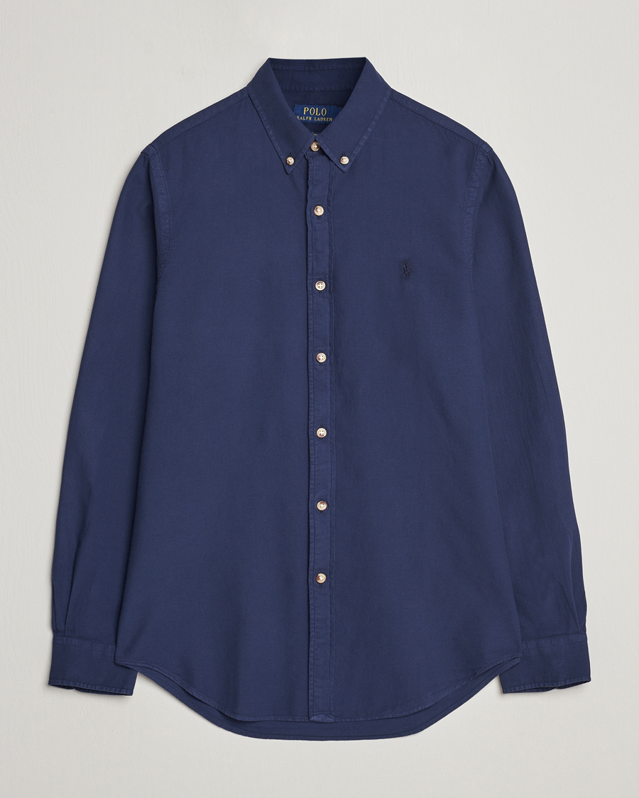Homme | Chemises | Polo Ralph Lauren | Slim Fit Cotton Textured Shirt Dark Indigo