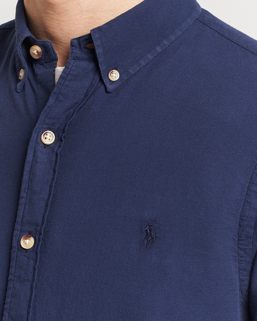 Homme | Chemises | Polo Ralph Lauren | Slim Fit Cotton Textured Shirt Dark Indigo