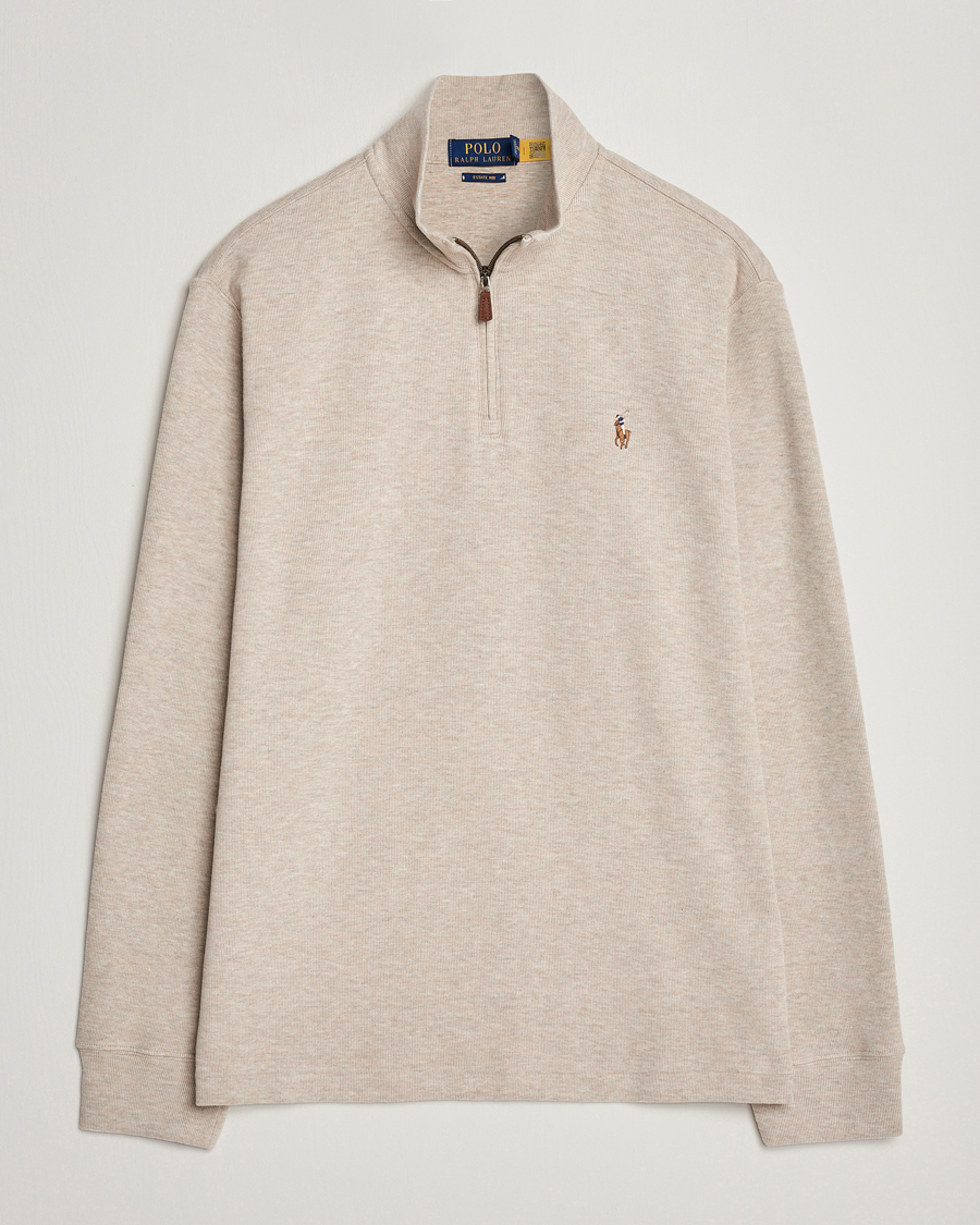 Homme | Pulls Et Tricots | Polo Ralph Lauren | Double Knit Jaquard Half Zip Sweater Beige Heather