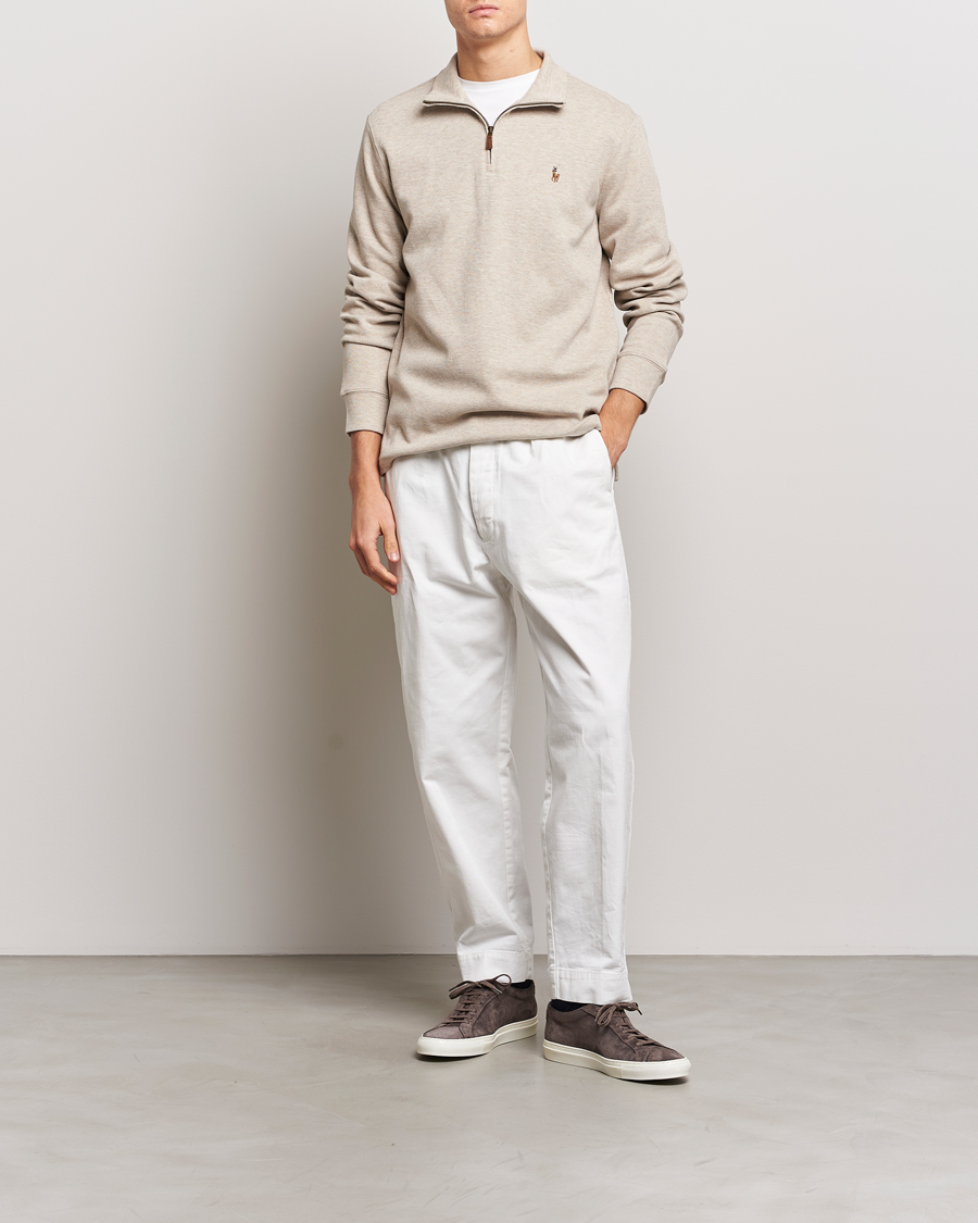 Homme | Pulls Et Tricots | Polo Ralph Lauren | Double Knit Jaquard Half Zip Sweater Beige Heather