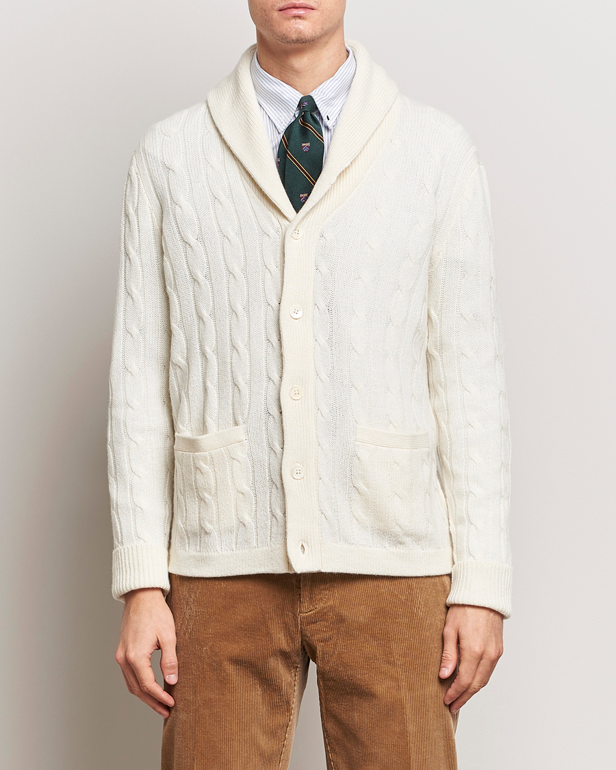 Homme | Soldes -30% | Polo Ralph Lauren | Cashmere Cable Shawl Collar Cardigan Cream