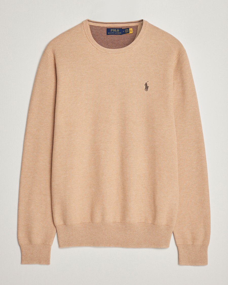 Homme | Pulls Et Tricots | Polo Ralph Lauren | Textured Cotton Crew Neck Sweater Camel Melange