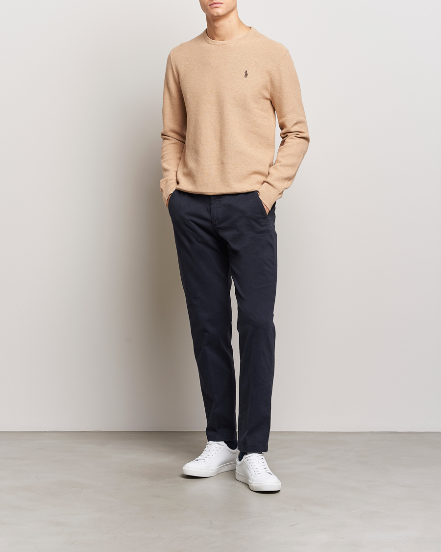 Homme | Pulls Et Tricots | Polo Ralph Lauren | Textured Cotton Crew Neck Sweater Camel Melange