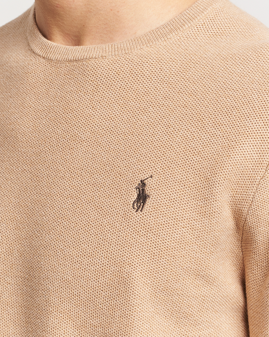 Homme | Pulls Et Tricots | Polo Ralph Lauren | Textured Cotton Crew Neck Sweater Camel Melange