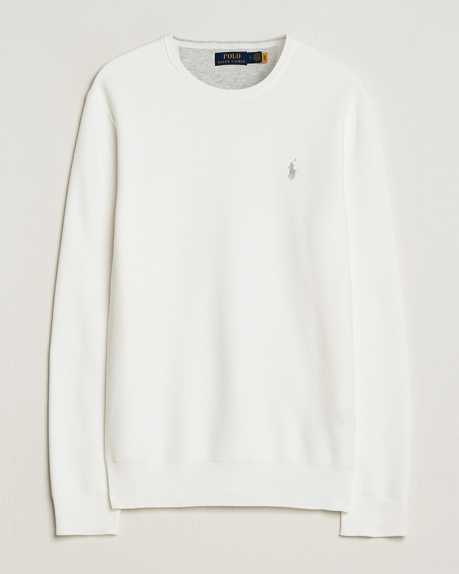 Homme | Pulls Et Tricots | Polo Ralph Lauren | Textured Cotton Crew Neck Sweater Deckwash White