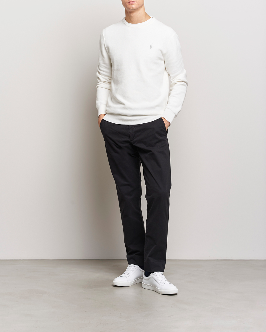 Homme | Pulls Et Tricots | Polo Ralph Lauren | Textured Cotton Crew Neck Sweater Deckwash White