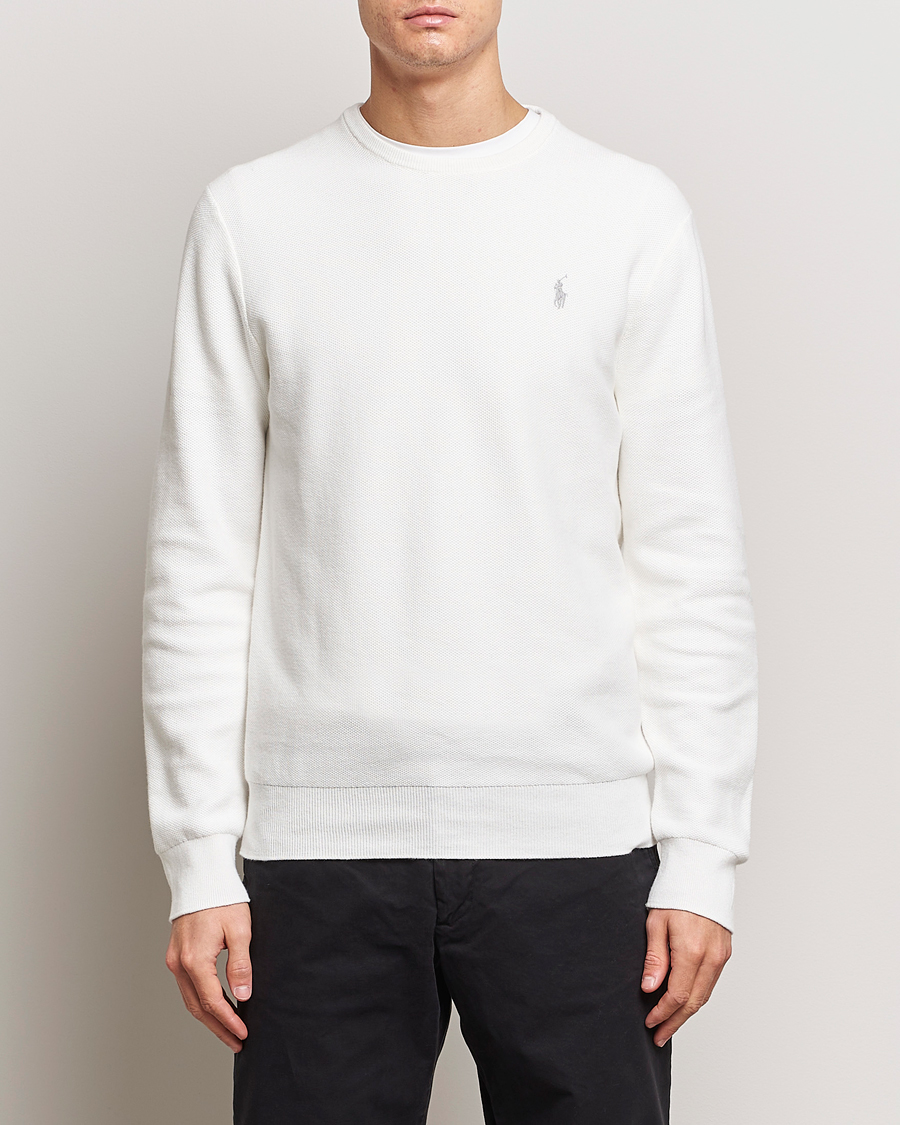 Homme | Pulls Tricotés | Polo Ralph Lauren | Textured Cotton Crew Neck Sweater Deckwash White