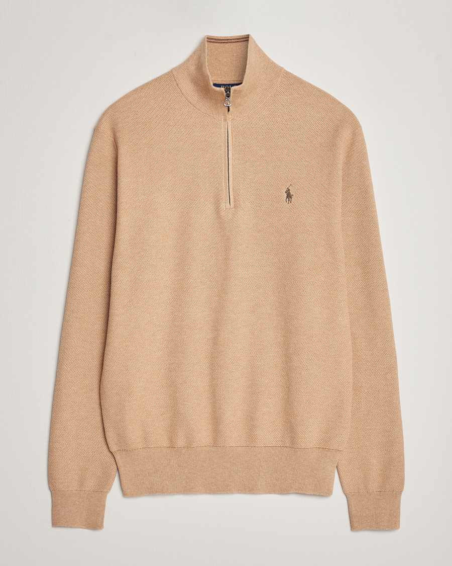 Homme | Pulls Et Tricots | Polo Ralph Lauren | Textured Half Zip Camel Melange