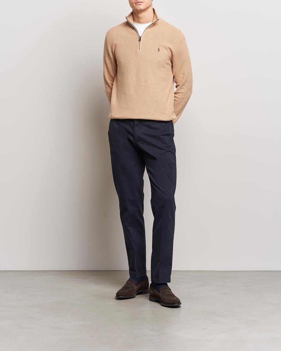 Homme | Pulls Et Tricots | Polo Ralph Lauren | Textured Half Zip Camel Melange