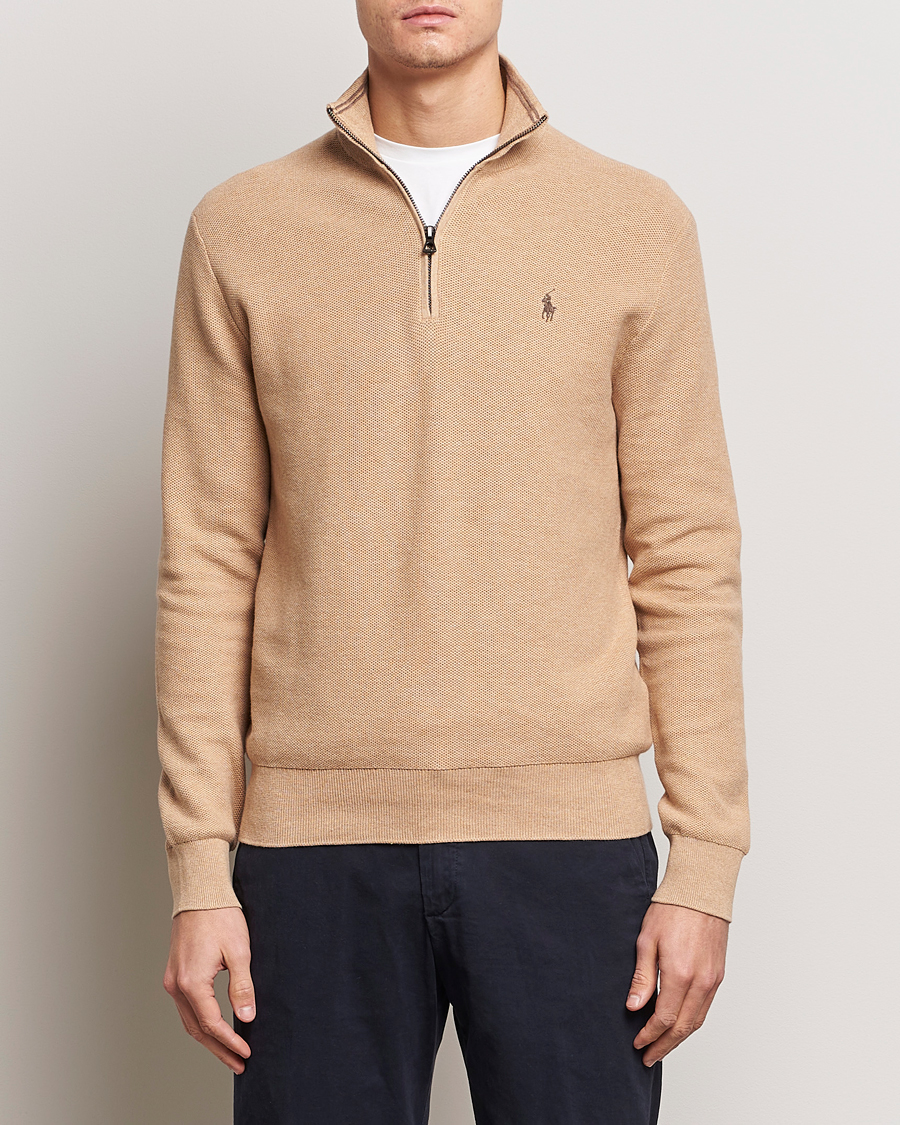Homme | Pulls Et Tricots | Polo Ralph Lauren | Textured Half Zip Camel Melange