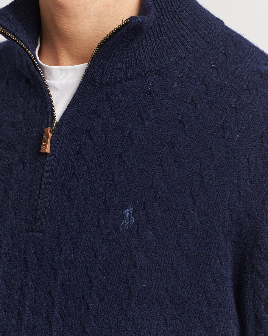Homme | Pulls Et Tricots | Polo Ralph Lauren | Wool/Cotton Cable Half-Zip Hunter Navy