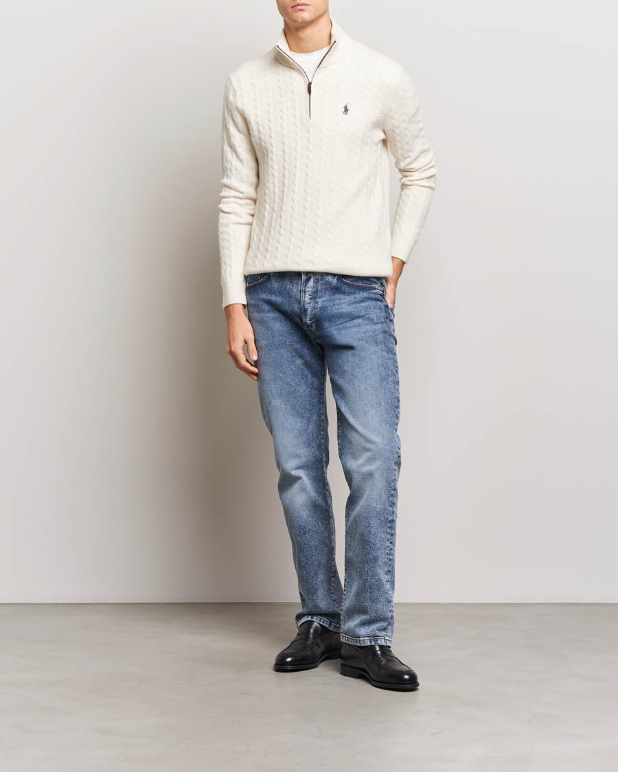 Homme | Pulls Et Tricots | Polo Ralph Lauren | Wool/Cotton Cable Half-Zip Andover Cream