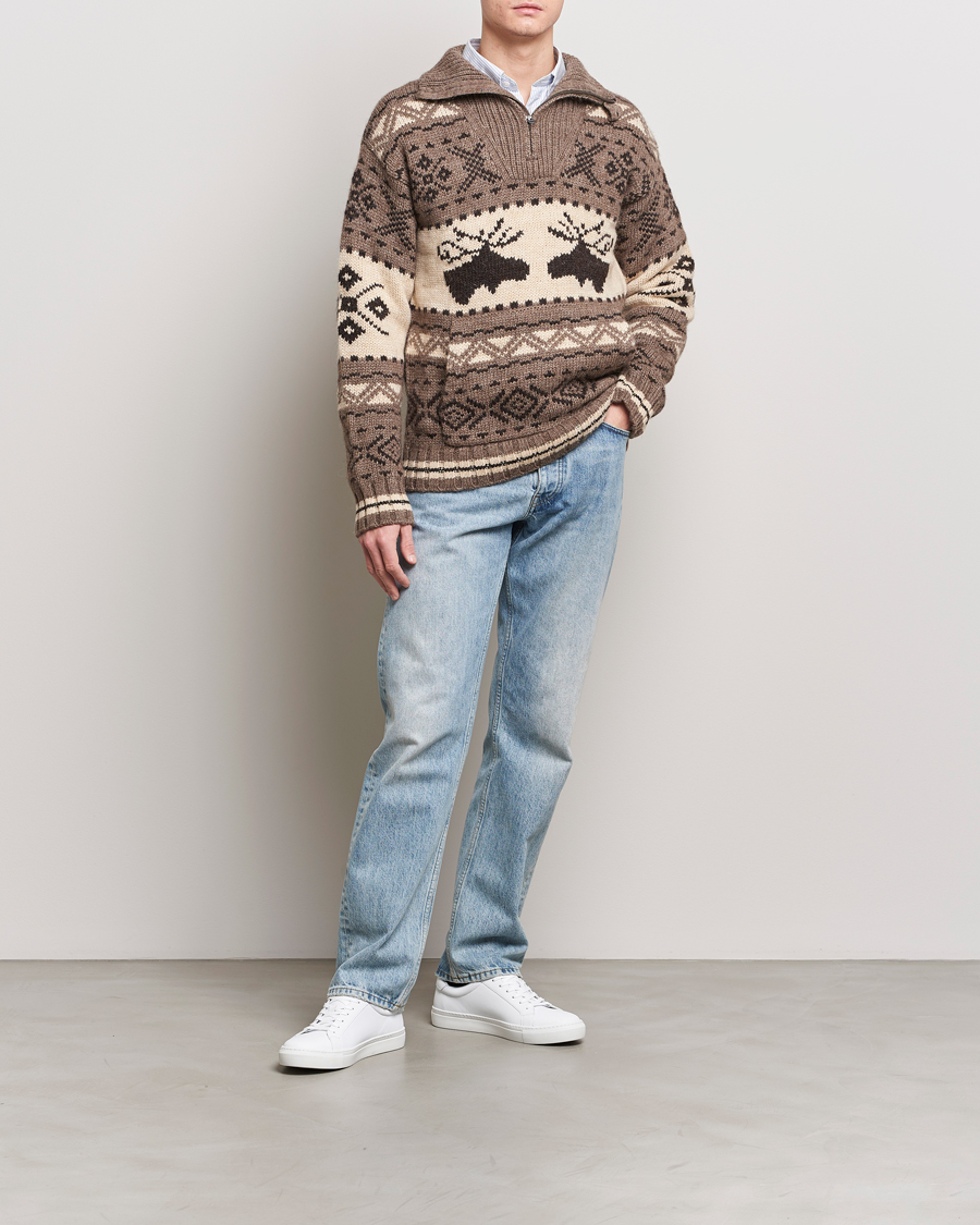 Homme | Pulls Et Tricots | Polo Ralph Lauren | Wool Knitted Half-Zip Sweater Medium Brown