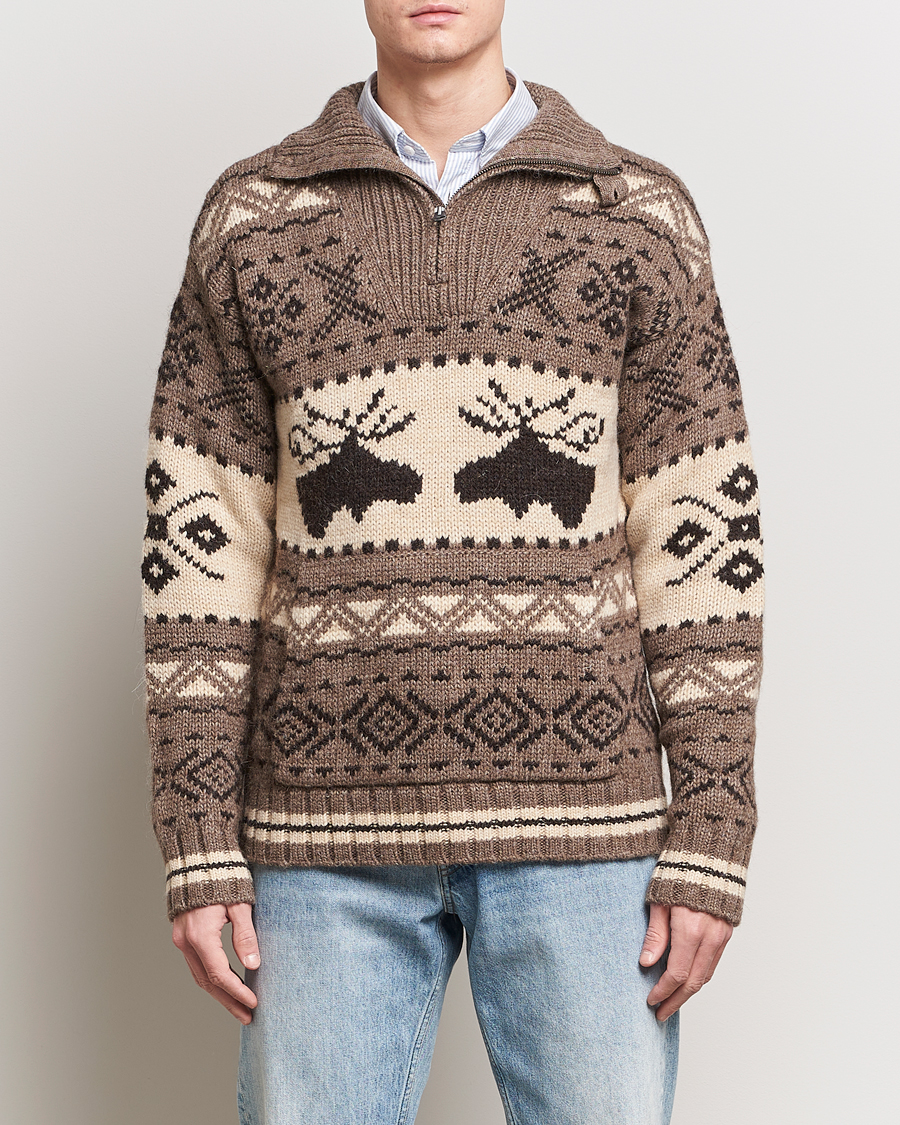 Homme | Pulls Et Tricots | Polo Ralph Lauren | Wool Knitted Half-Zip Sweater Medium Brown