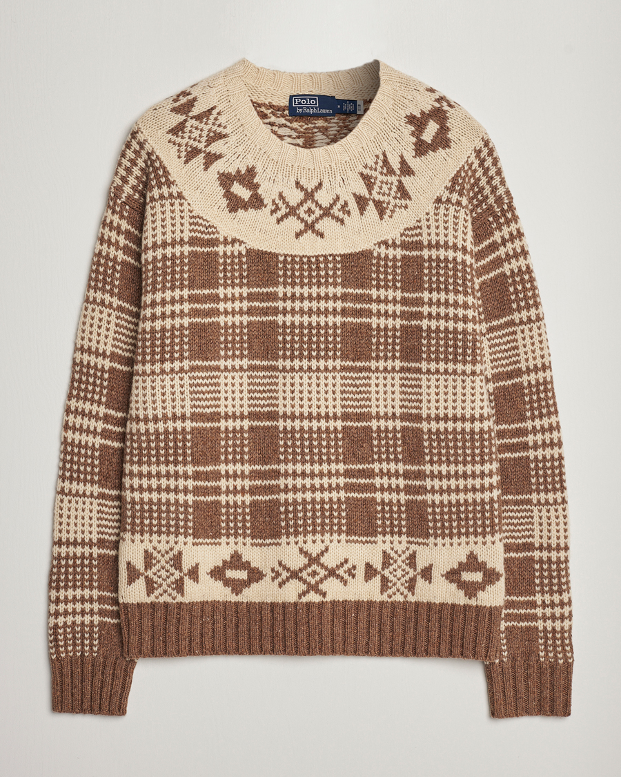 Homme | Pulls Et Tricots | Polo Ralph Lauren | Wool Knitted Crew Neck Sweater Medium Brown