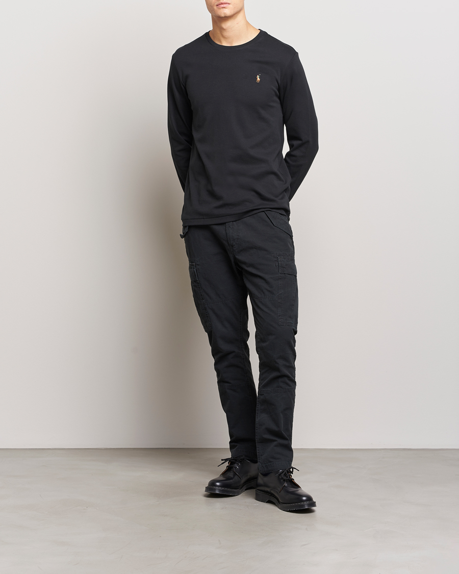 Homme | T-shirts | Polo Ralph Lauren | Luxury Pima Cotton Long Sleeve T-Shirt Black