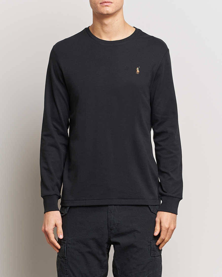 Homme | T-Shirts Noirs | Polo Ralph Lauren | Luxury Pima Cotton Long Sleeve T-Shirt Black