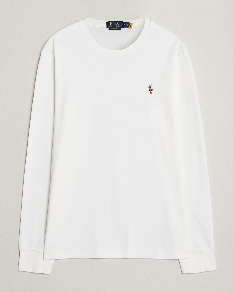 Homme | T-shirts | Polo Ralph Lauren | Luxury Pima Cotton Long Sleeve T-Shirt White