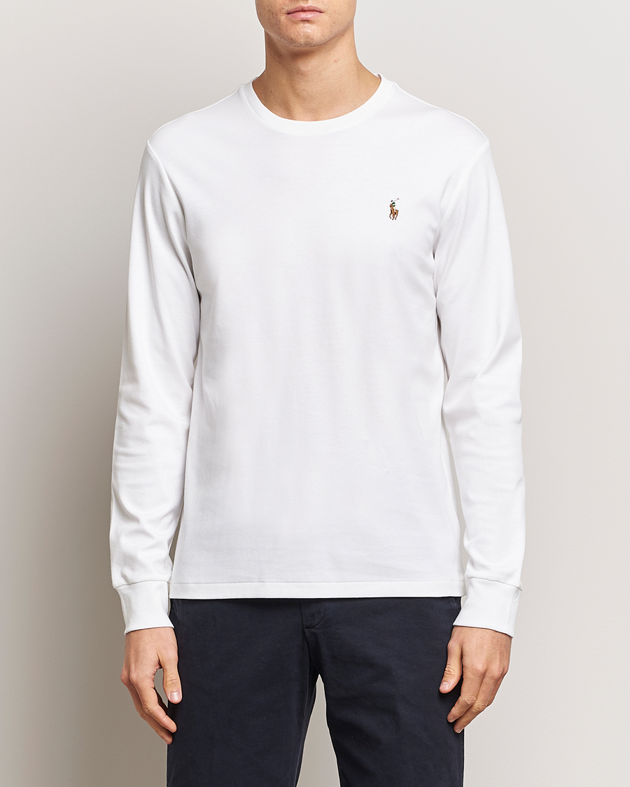 Homme | Preppy Authentic | Polo Ralph Lauren | Luxury Pima Cotton Long Sleeve T-Shirt White