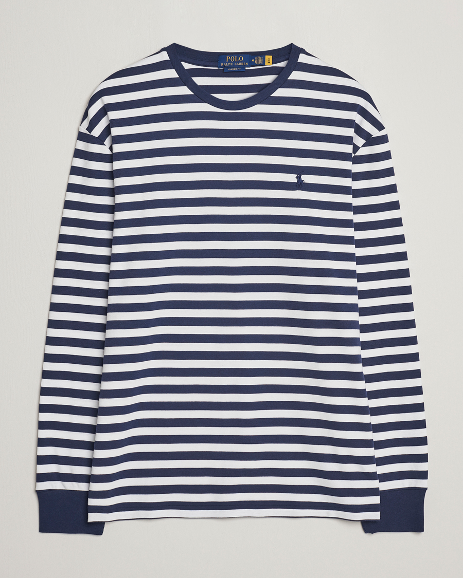 Homme | T-shirts | Polo Ralph Lauren | Striped Long Sleeve T-Shirt Refined Navy/White