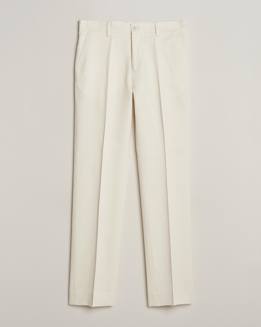 Homme | Pantalons | Filippa K | Straight Linen Trousers Bone White