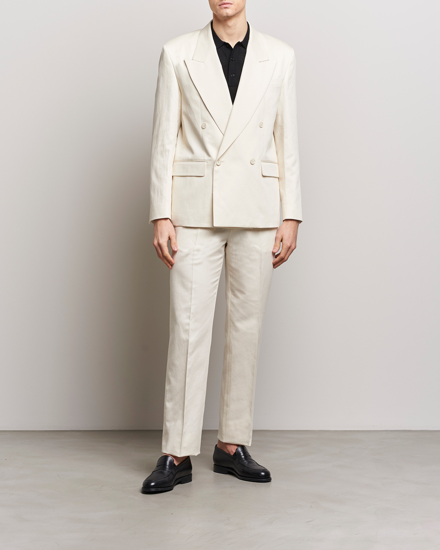 Homme | Pantalons | Filippa K | Straight Linen Trousers Bone White