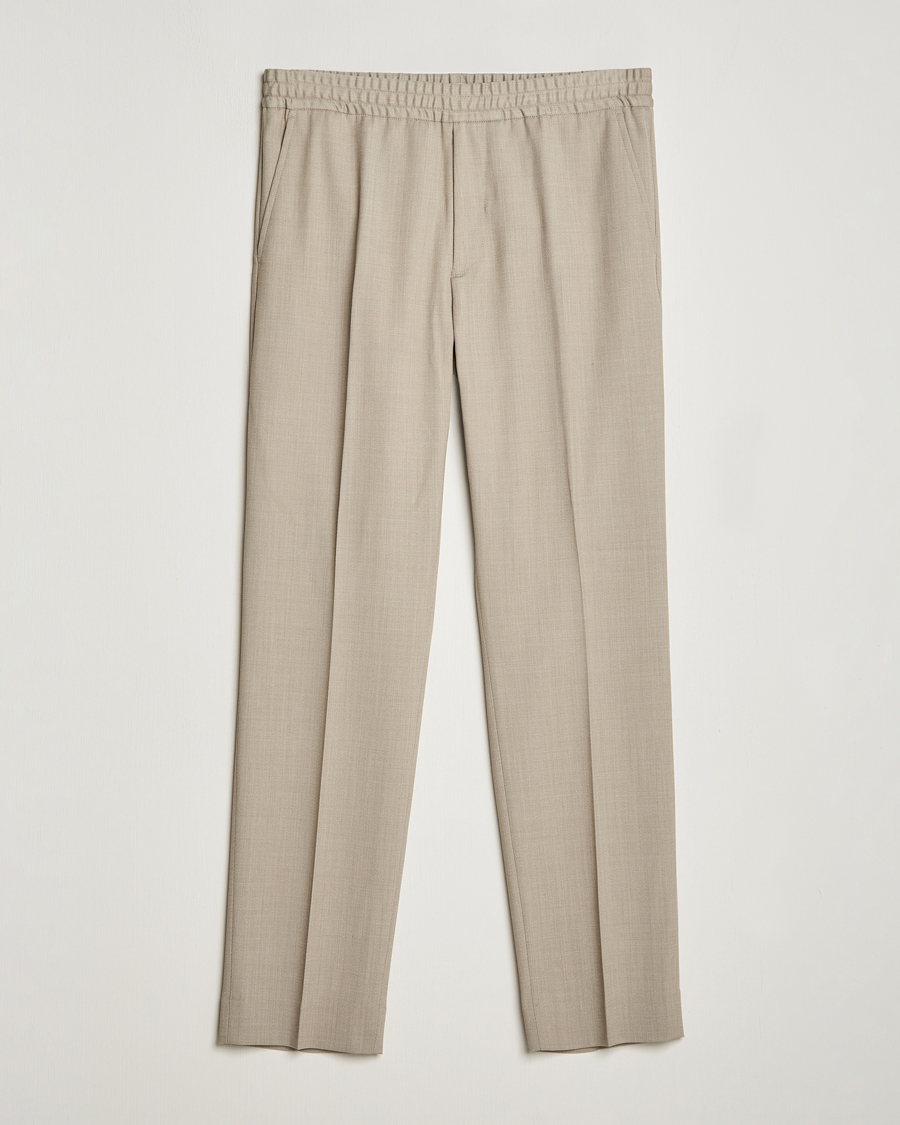 Homme | Pantalons | Filippa K | Relaxed Terry Wool Trousers Sage Melange