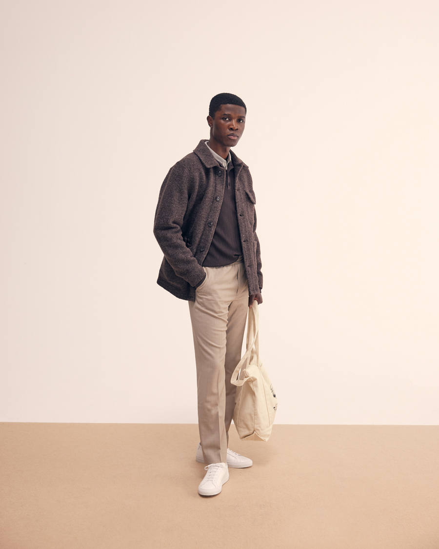 Homme | Pantalons | Filippa K | Relaxed Terry Wool Trousers Sage Melange