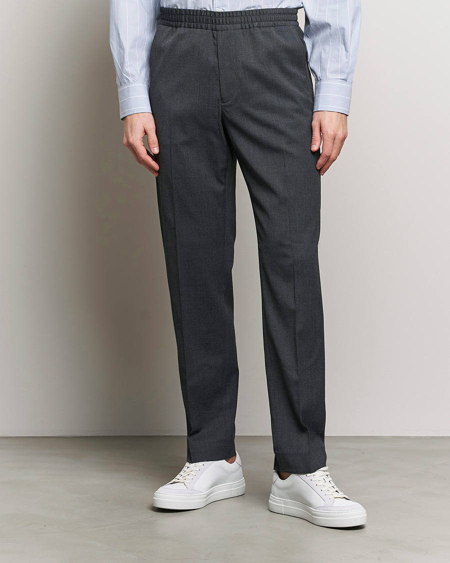 Homme | Pantalons | Filippa K | Relaxed Terry Wool Trousers Dark Grey Melange